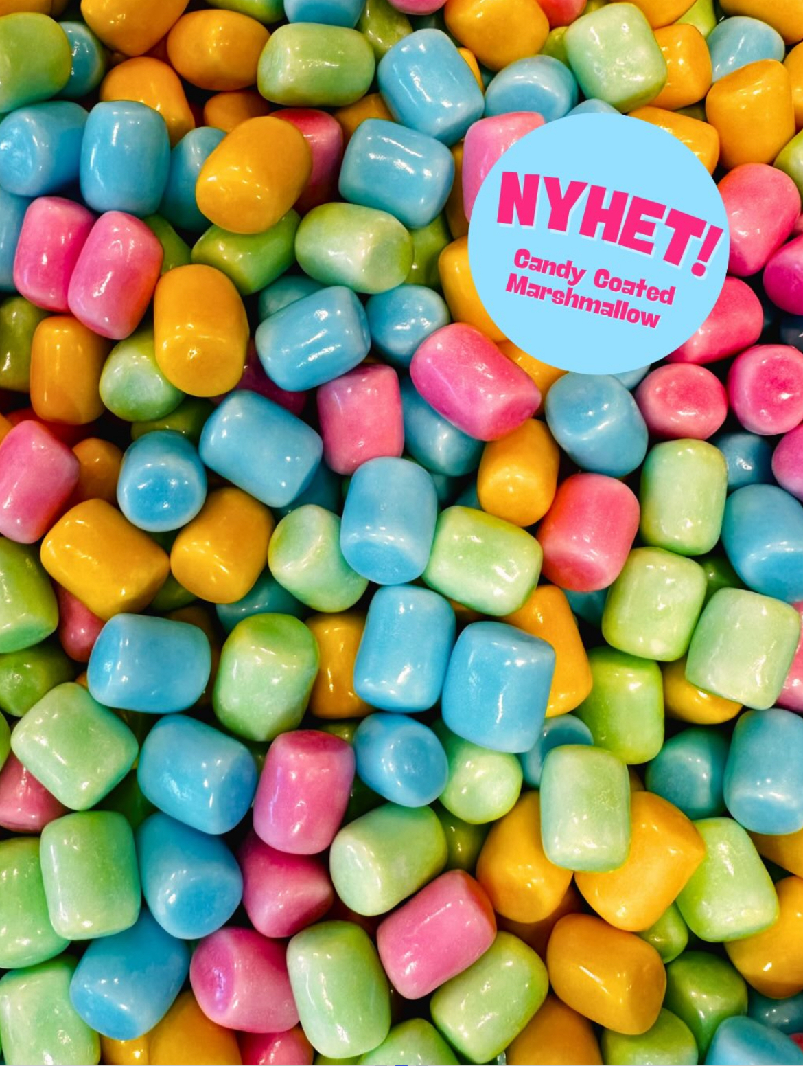 Pastellfärgade candy coated marshmallows hos Mr. Candy